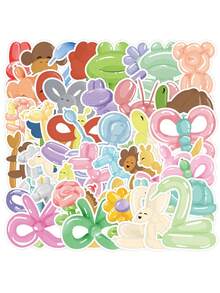 50入組彩色氣球塗鴉貼紙,防水貼紙,可用於水瓶,背包和筆記型電腦上 - 彩色 - 查看 5