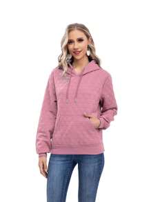 RED MARINE Capucha con estampado de cuadros con cordón con bolsillo de canguro - Rosa - Ver 1