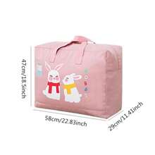 1Pc Cartoon Storage Bag, Large Capacity Clothing Storage Bag, Portable Container Bedroom Wardrobe, For Blankets And Bedding, Children's Quilt Organizer - Blue - View 2