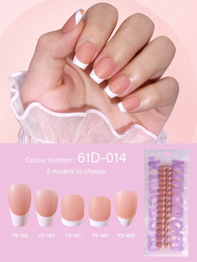 120 piezas/bolsa Nuevo parche de uñas de color camello de estilo francés, usable, esmerilado, sin costuras, cobertura completa, uñas postizas presionadas a medio terminar, suministros de uñas uñas falsas uña falsa uña acrílica