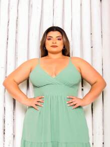 Plus Size Dresses - Mint Green - View 4