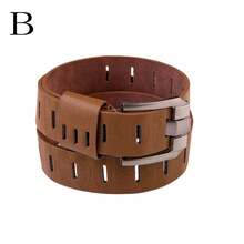 1條男式寬針扣人造皮革復古時尚休閒腰帶 - 彩色 - 查看 3
