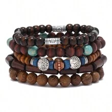 Retro Multi -Layer Wooden Bracelet