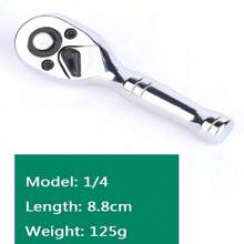 TUNGFULL 2入組不同尺寸板手小型棘輪扳手 1/4“ 3/8”驅動斷頭套筒扳手快速換頭72牙方頭板手 - 銀色 - 查看 6