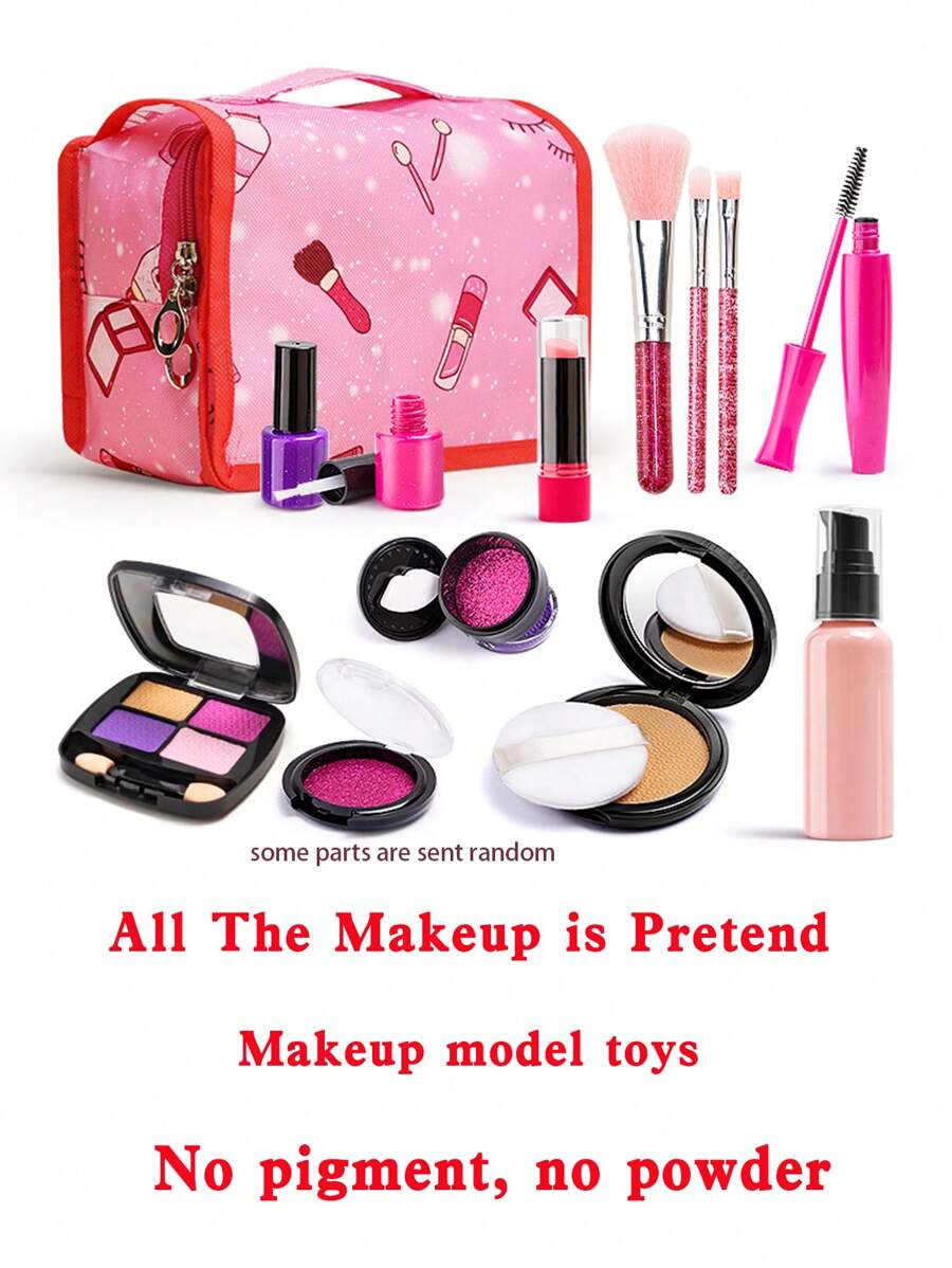 女孩子裝扮化妝套裝,兒童假裝化妝套裝,帶化妝包玩具,適用於3-6歲的女孩生日玩具(非真正化妝品)。化妝套裝包括眼影盤、假唇膏、閃粉、睫毛膏、液態粉底......但它們有真正化妝的刷子,帶來真實的化妝體驗。所有項目都裝在一個整潔的收納箱中。讓孩子們不要打開您的化妝抽屜是不容易的,因此我們創造了這個13件套裝 - 黑色 - 查看 1