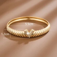 1pc Personalized V Letter Design Fashion Women's Copper Bangle - Bracelet - View 4