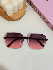 方形无框电脑镜架时尚眼镜，男女通用。适合日常佩戴、摄影、户外聚会 - 彩色 - 查看 9