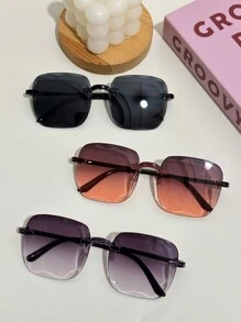 方形无框电脑镜架时尚眼镜，男女通用。适合日常佩戴、摄影、户外聚会 - 彩色 - 查看 14