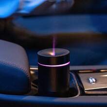 1pc Car/Home/Office Portable Aroma Diffuser With Flame-Style Multicolor Led Light & Adjustable Color Effects, Type-C Charging - Black - View 4