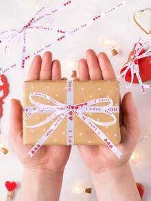 1卷/100碼紅色心形緞帶,適用於情人節禮品包裝,節日氣球,裝飾,diy婚禮,生日,花卉裝飾,蛋糕包裝,手工裹帶緞帶 - 彩色 - 查看 4