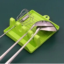 1pc Plastic Pan Cover Rack, Kitchen Spoon Holder, Pot Lid Organizer - Green - View 6