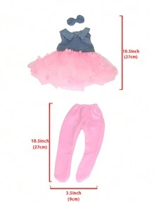 1 件 8 吋娃娃衣服套裝 + 1 件襪子,18 吋娃娃藍色牛仔上衣配網眼裙（不含娃娃） - 粉色 - 查看 2