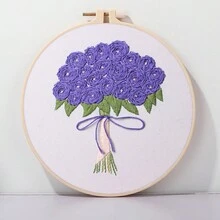手工刺繡紫色新娘捧花diy材料套裝,多色可選 - 彩色 - 查看 2