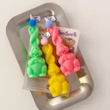 微笑兔子造型矽膠模具,直立耳朵和卷曲鬍鬚,配有工具,用於製作復活兔造型芳香飾品,創意動物造型石膏禮品製作套件 - 白色 - 查看 1