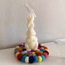 微笑兔子造型矽膠模具,直立耳朵和卷曲鬍鬚,配有工具,用於製作復活兔造型芳香飾品,創意動物造型石膏禮品製作套件 - 白色 - 查看 6