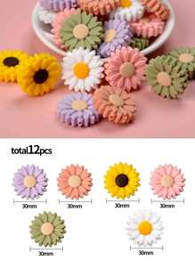 10/12/20入組多色矽膠珠,菊花向日葵龍舌蘭矽膠凸珠鬆散花型空心珠,用於diy筆筒鑰匙鏈項鍊手機裝飾吊墜首飾手工藝制作 - 彩色 - 查看 5