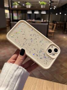 1入組tpu閃亮小滴手工星月設計手機殼,適用於iphone手機 - 米色 - 查看 3