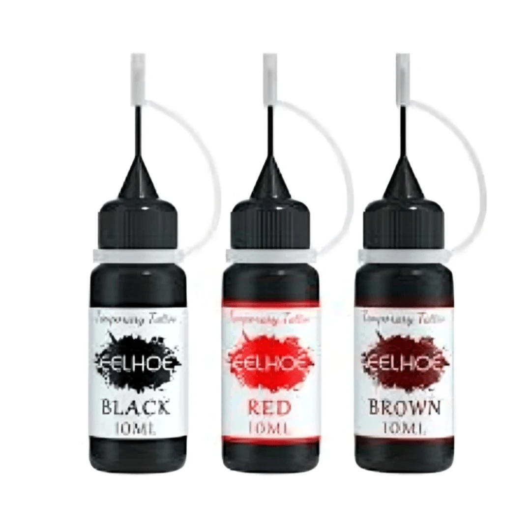 Set De Tatuaje Temporales 3pz Tinta de 10ml + Plantillas  Tatuajes semipermanentes, Tinta de gel Jagua a mano alzada, Tatuajes, pecas falsas VentasenLineaLEODY - Negro - Ver 1