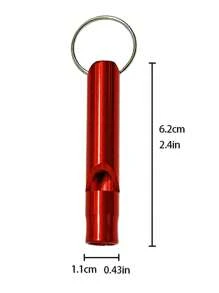 3pcs Outdoor Aluminum Alloy Survival Whistle With Keychain, Loud Emergency Whistle For Hiking, Camping, Climbing - Red - View 2