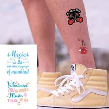 100 種圖案（10 張）臨時音樂刺青、可愛卡通貼紙、diy 獎勵兒童、青少年、成人萬聖節、聖誕節、生日派對、裝飾和禮物 - 彩色 - 查看 9