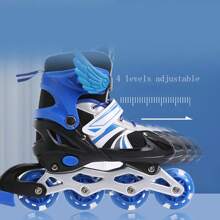 1pc Unisex Single Flash Inline Skates, Adjustable Size Roller Skates Ice Skates - Blue - View 3