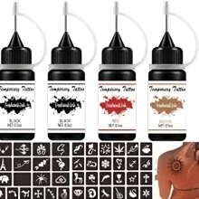 Set De Tatuaje Temporales 3pz Tinta de 10ml + Plantillas  Tatuajes semipermanentes, Tinta de gel Jagua a mano alzada, Tatuajes, pecas falsas VentasenLineaLEODY - Negro - Ver 5