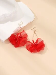 迷人的花朵蕾絲花瓣女式耳環 - 彩色 - 查看 11