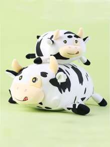 35cm/13.8英寸可愛的毛絨牛玩具,毛絨牛枕頭,柔軟的毛絨牛填充動物娃娃,情人節禮物,適合男孩女孩兒童的生日禮物,嬰兒派對裝飾,家居裝飾,派對用品,復活節禮物 - 黑與白 - 查看 2