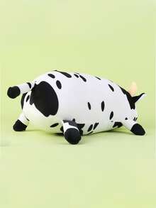 35cm/13.8英寸可愛的毛絨牛玩具,毛絨牛枕頭,柔軟的毛絨牛填充動物娃娃,情人節禮物,適合男孩女孩兒童的生日禮物,嬰兒派對裝飾,家居裝飾,派對用品,復活節禮物 - 黑與白 - 查看 9