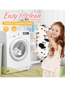 35cm/13.8英寸可愛的毛絨牛玩具,毛絨牛枕頭,柔軟的毛絨牛填充動物娃娃,情人節禮物,適合男孩女孩兒童的生日禮物,嬰兒派對裝飾,家居裝飾,派對用品,復活節禮物 - 黑與白 - 查看 12