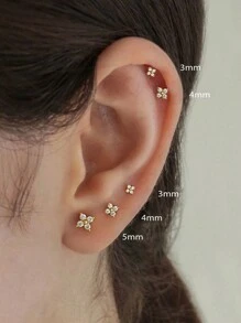 1 Pair Girls Elegant Cubic Zirconia Stud Earrings For Daily Decoration For Party Jewelry Birthday Gift - Yellow Gold - View 3