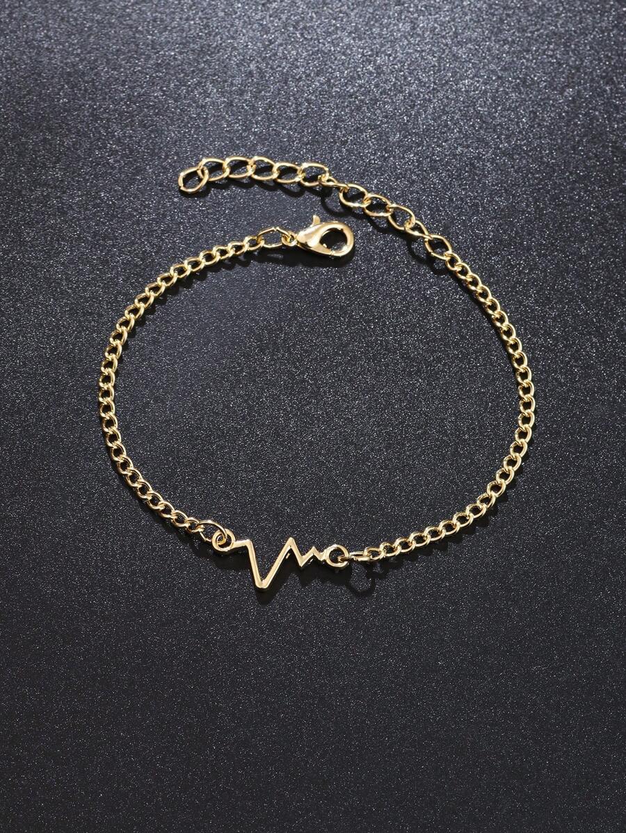 1條男士閃電形合金手鍊 - 金色 - 查看 1