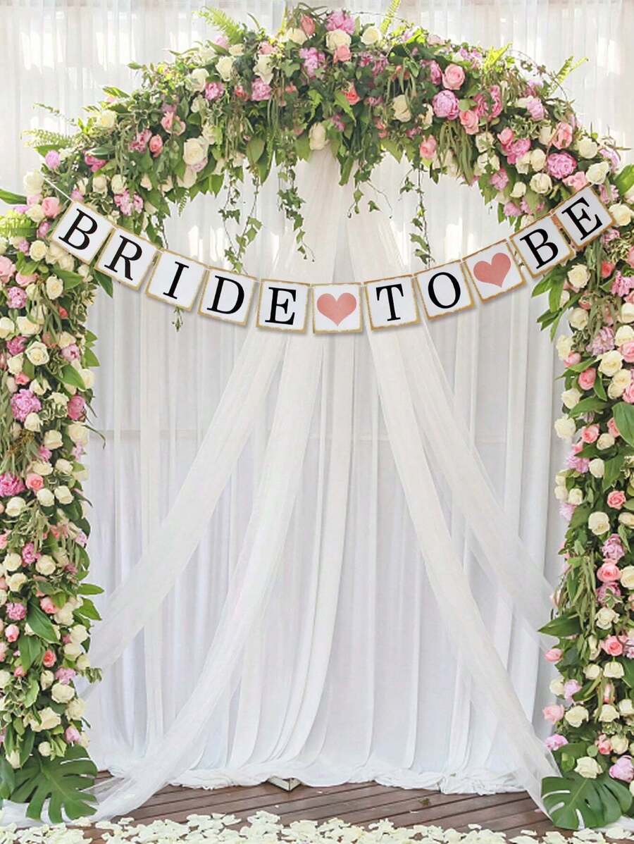 1pc Bride To Be Golden Edge Banner For Bachelorette Party And Wedding Party Decoration - Multicolor - View 1