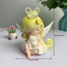 Sweet Dream Angel Figure Ornament, Creative Decorative Toy, Cute Desktop Gift For Girls - Yellow - View 2