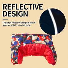 1pc Red Camouflage Style Thickened Four-Legged Pet Jumpsuit Coat For Cats And Dogs In Autumn And Winter - Red - View 2