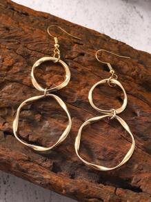 1 Paire De Boucles D'oreilles Pendantes À Boucle D'infini Tordue Créative Avec Pendentif À Anneau Long, Convient Pour Le Port Quotidien Des Femmes