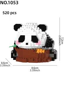 大熊貓積木、可變形桌面裝飾收藏品動作玩偶、青少年減壓玩具 - 黑與白 - 查看 6