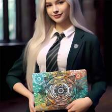 Compatible Laptop Case Compatible With Macbook Air 13, M2/M1/M2 Macbook Pro 13, 2020/2021 Macbook Pro 14/15, Macbook Air 11/12, Macbook Pro 16, With Oil Painting Totem Pattern. Also Fits Microsoft Notebooks Including 13.5/15/12 Inches Protective Cover. - Red and White - View 11