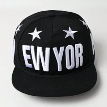 Una Gorra De Béisbol Bordada Con Letra De Estrella De Moda Nueva York Para Niños Y Niñas - Negro - Ver 1