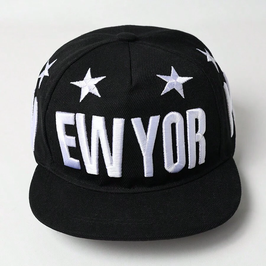 Una Gorra De Béisbol Bordada Con Letra De Estrella De Moda Nueva York Para Niños Y Niñas - Negro - Ver 1