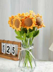 1支向日葵針織花,手工鉤織情人節禮物,適合送給女友 - 黃色 - 查看 2