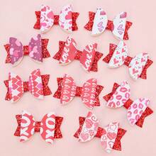 1pc Fashionable Valentine'S Day Hair Accessory For Women - Heart & Lips Print Hair Clip With Bow Knot Design For Side Or Bangs - Multicolor - View 1