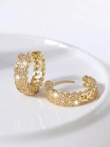 1 Pair Girls Elegant Cubic Zirconia Hoop Earrings For Daily Decoration For Party Jewelry Birthday Gift