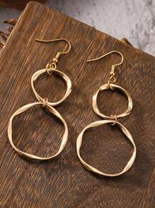 1 Paire De Boucles D'oreilles Pendantes À Boucle D'infini Tordue Créative Avec Pendentif À Anneau Long, Convient Pour Le Port Quotidien Des Femmes