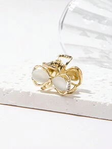 1 件青銅色萊茵蝴蝶結金屬髮夾適合女士高髻、側髮或瀏海 - 槍黑色 - 查看 4