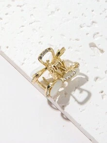 1 件青銅色萊茵蝴蝶結金屬髮夾適合女士高髻、側髮或瀏海 - 槍黑色 - 查看 10