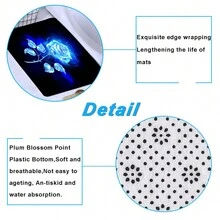 1/4Pcs Blue Rose Shower Curtain And Non-Slip Mat Set Beautiful Blue Rose Blooming In The Dark Night Pattern U Shape Toilet Rug And Toilet Lid Cover Bathroom Decor - Multicolor - View 9