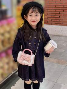 可愛的貓貓女孩手提包,野性的金屬鍊子信使袋,甜美的蝴蝶結裝飾公主包,時尚的格紋翻轉女孩包,適合幼兒園兒童的彩珠手提包,紅色新年禮物包,甜美扣式零錢包,迷你糖果收納袋,適合女孩和兒童的日常旅行及度假,粉色 - 粉色 - 查看 2