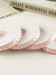 1卷/包1cm金箔心形圖案絲帶,適用於花束和禮物包裝