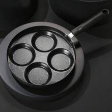 1入煎鍋,早餐煎鍋,四孔煎蛋鍋,平底不沾鍋,蛋餃煎鍋,蛋漢堡牛排多功能煎鍋,廚房用品,適用於家用戶外餐廳炊具。 - 黑色 - 查看 1